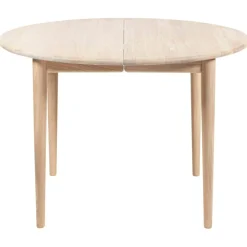 893 Matbord Förlängningsbar Ø120 cm, Vitoljad Ek