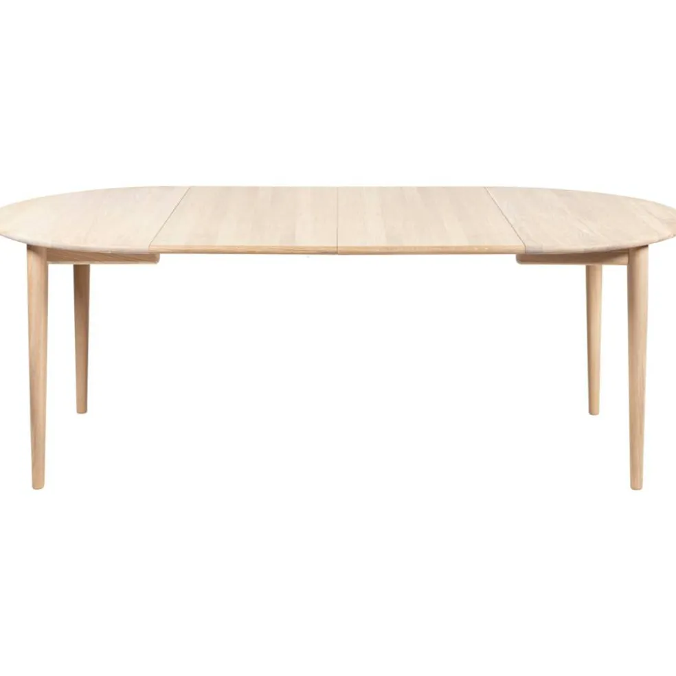 893 Matbord Förlängningsbar Ø120 cm, Vitoljad Ek