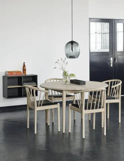 897 Matbord Förlängningsbar Ø105 cm, Vitoljad Ek
