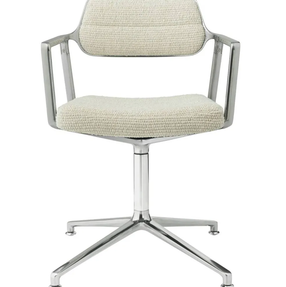 453 Snurrstol Med Fötter, Polerad Aluminium / Wavy Off-white