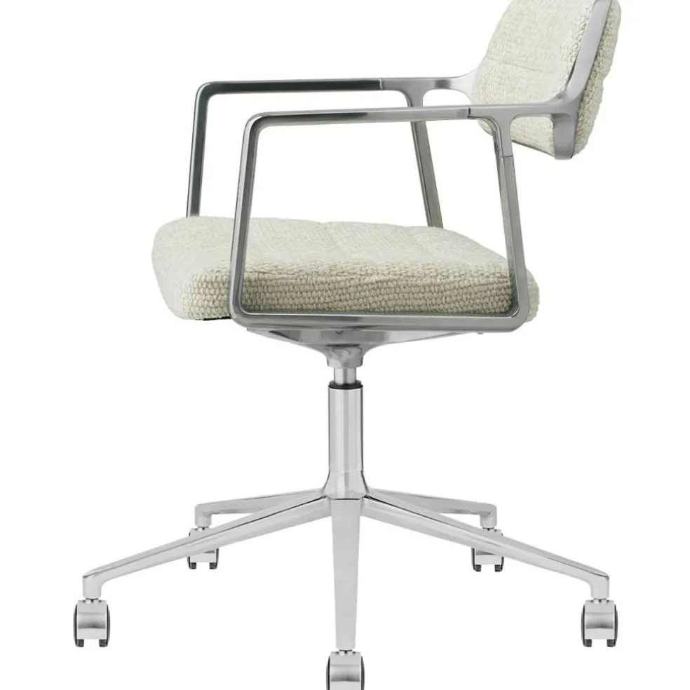 453+ Snurrstol Med Hjul, Polerad Aluminium / Wavy Off-white