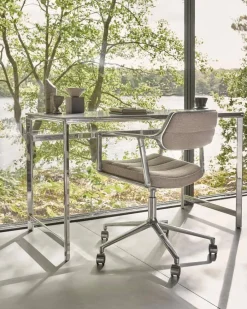 453+ Snurrstol Med Hjul, Polerad Aluminium / Dark Sand