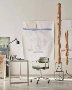 453+ Snurrstol Med Hjul, Polerad Aluminium / Bosco Green Läder
