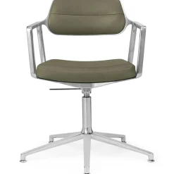 453+ Snurrstol, Polerad Aluminium / Bosco Green Läder