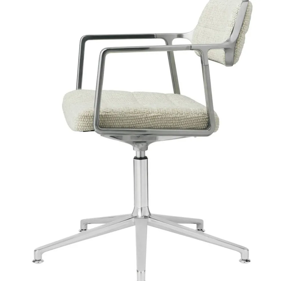 453+ Snurrstol, Polerad Aluminium / Wavy Off-white