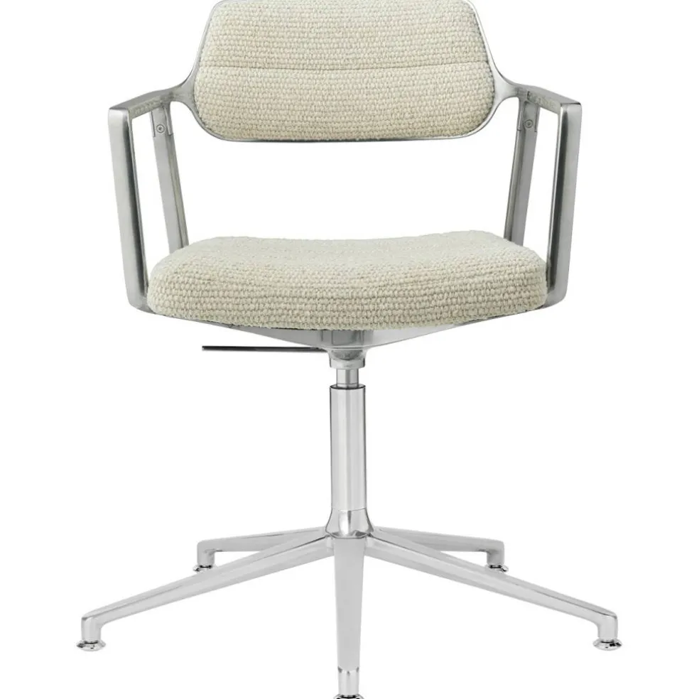 453+ Snurrstol, Polerad Aluminium / Wavy Off-white
