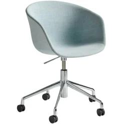 AAC53 Stol 5 star swivel, Aluminium / Ljusblå