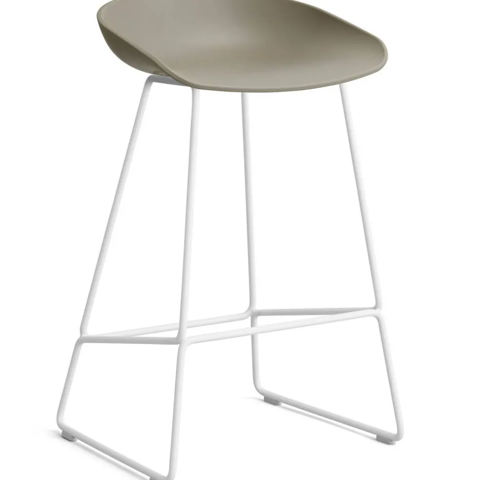 AAS 38 2.0 Barstol 65 cm, Rostfritt Stål Vit / Khaki