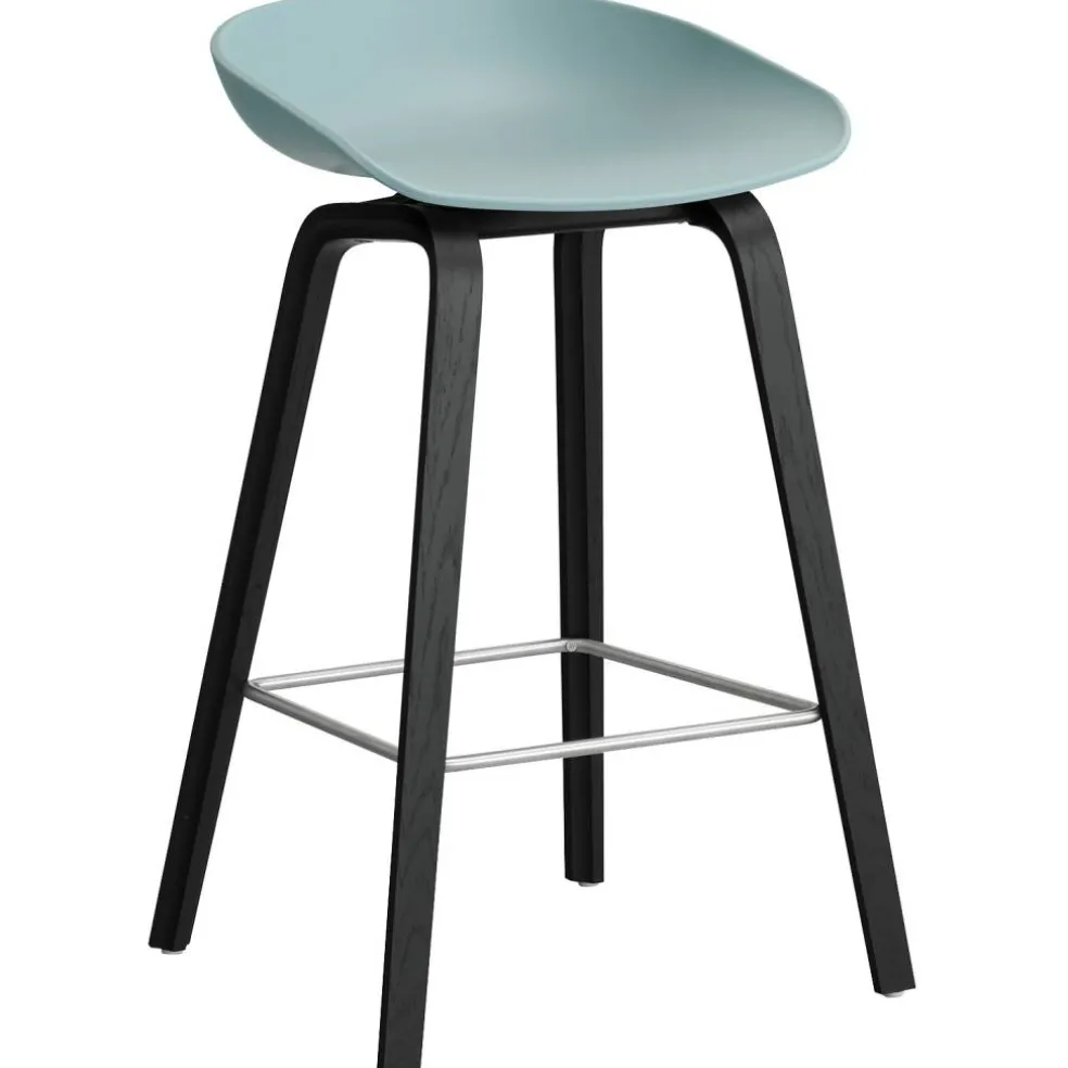 AAS 32 2.0 Barstol 65 cm, Svartlackad Ek / Dusty Blue