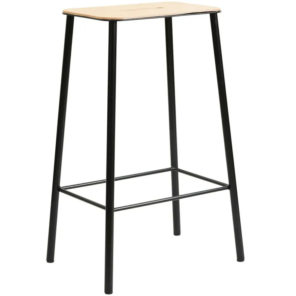 Adam Stool Barstol 65 cm, Läder/Matt Svart