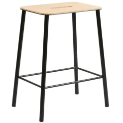 Adam Stool Pall 50 cm, Läder/Matt Svart