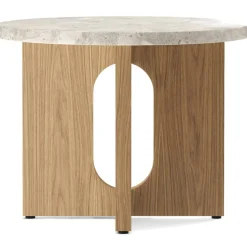 Androgyne, Sidobord Ø50 cm, Kunis Breccia Sten / Naturlig Ek