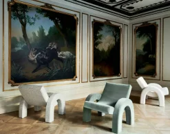 Arco Loungefåtölj, Bouclé Vit