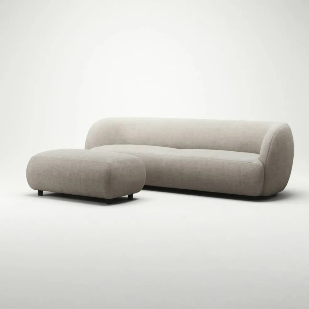 Atelier Fotpall 113 cm Micro Chenille, Sandshell Beige