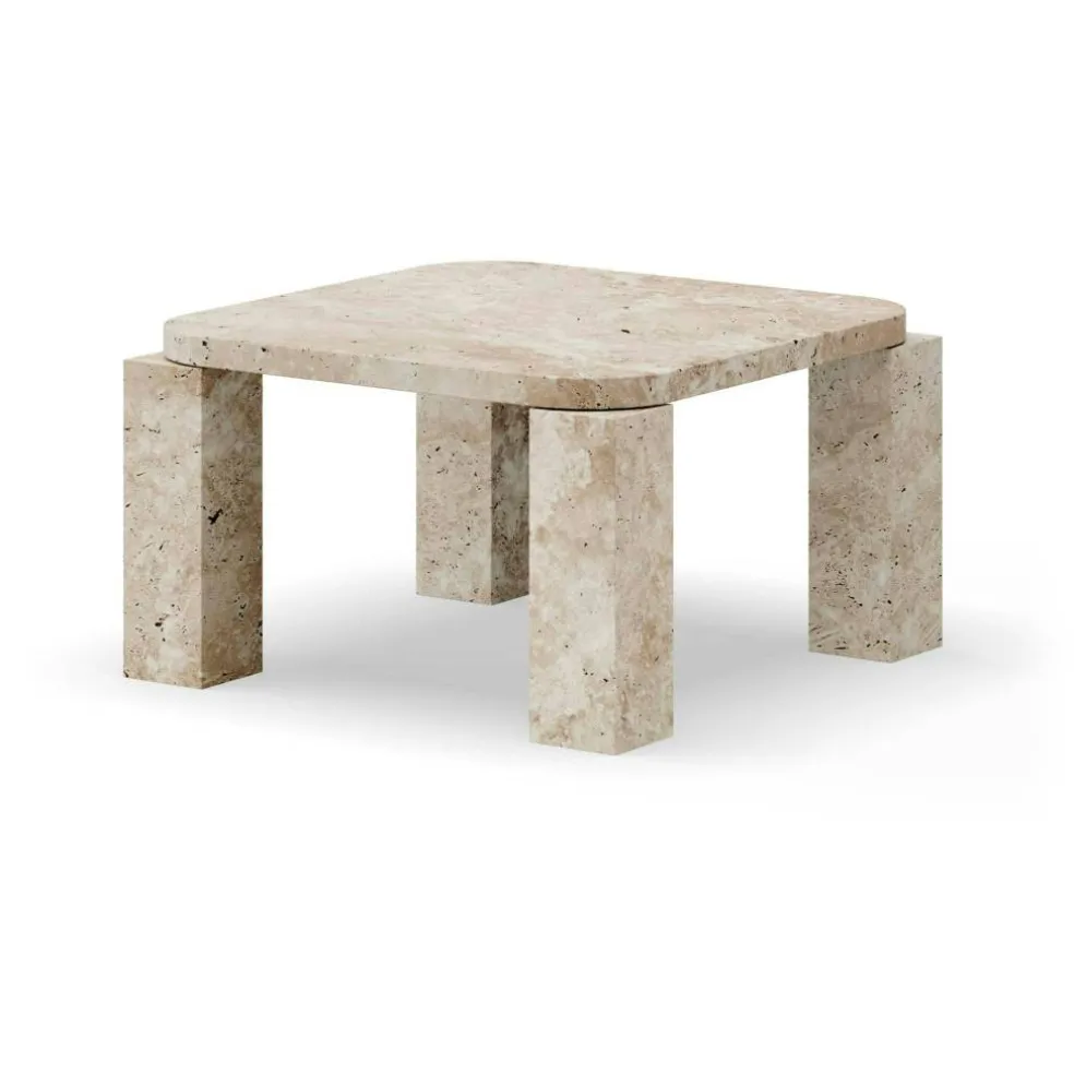 Atlas Soffbord 82x82 cm, Unfilled Travertine