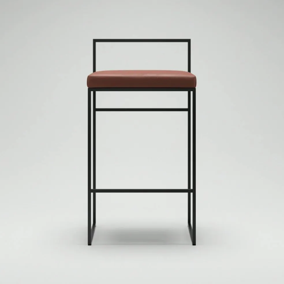 Barstol Med Ryggstöd 80 cm, Svart / Brunt Läder
