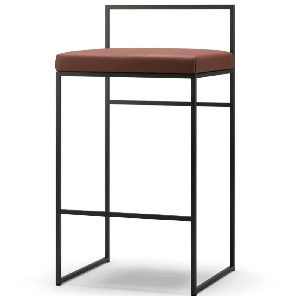 Barstol Med Ryggstöd 80 cm, Svart / Brunt Läder