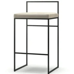 Barstol Med Ryggstöd 80 cm, Svart / Beige Sammet