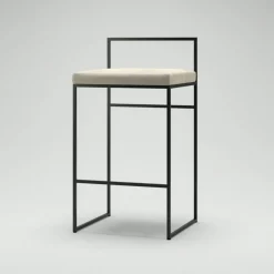 Barstol Med Ryggstöd 80 cm, Svart / Beige Sammet