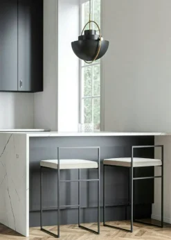 Barstol Med Ryggstöd 80 cm, Svart / Beige Sammet