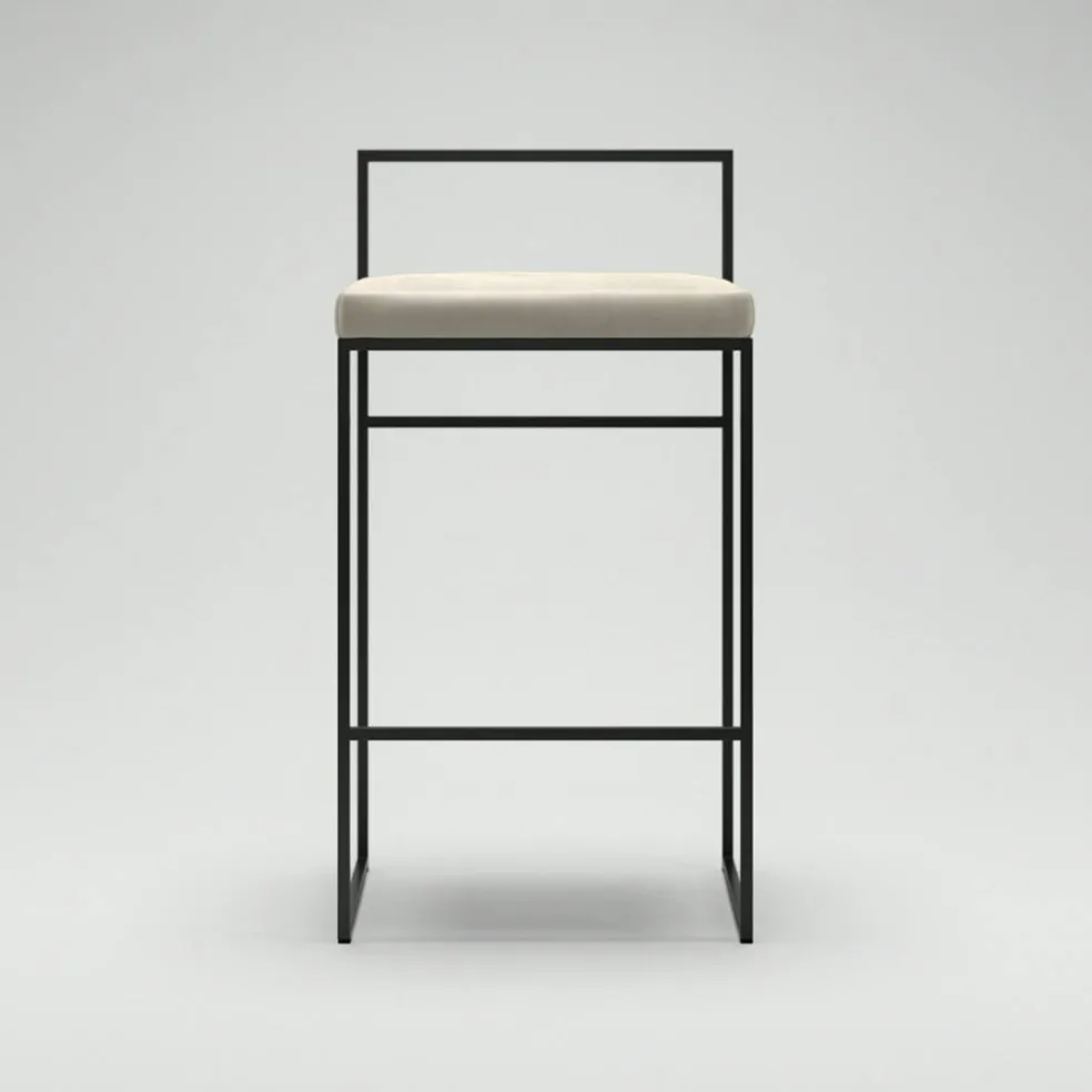 Barstol Med Ryggstöd 80 cm, Svart / Beige Sammet