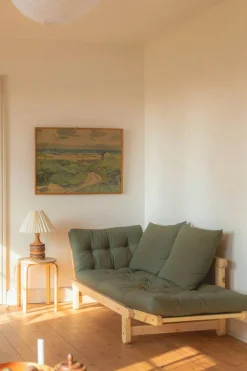 Beat Soffa Med Madrass, Lackerad / Natur