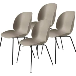 Beetle Stol Oklädd, Conic Base Svart, 4-Pack, Beige