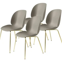 Beetle Stol Oklädd 4-pack Conic Base Brass, Beige