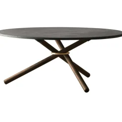Bertha Soffbord 90 cm, Mörk Betong / Mörk Ek
