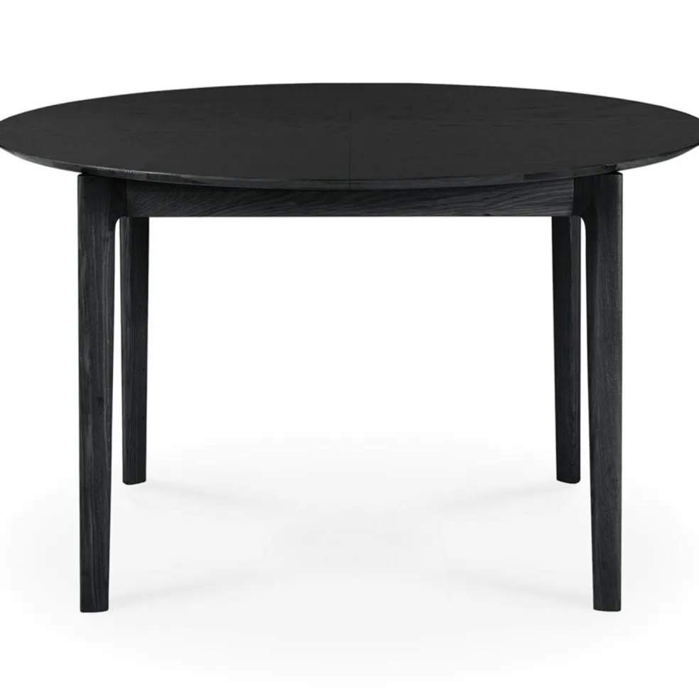 Bok Matbord Rund Utdragbar Ø129 cm, Black Oak