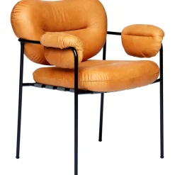 Bollo Stol, Svarta Ben / Skinn Vintage Cognac