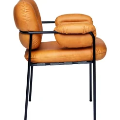 Bollo Stol, Svarta Ben / Skinn Vintage Cognac