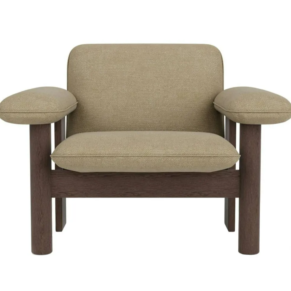 Brasilia Fåtölj Låg Rygg, Mörkbetsad Ek / Bouclé 02 Beige