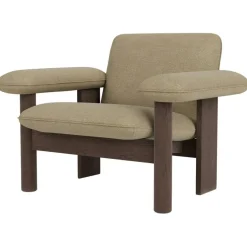 Brasilia Fåtölj Låg Rygg, Mörkbetsad Ek / Bouclé 02 Beige