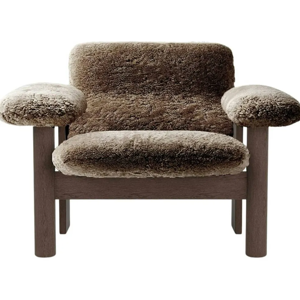 Brasilia Fåtölj Låg Rygg, Mörkbetsad Ek / Sheepskin Sahara