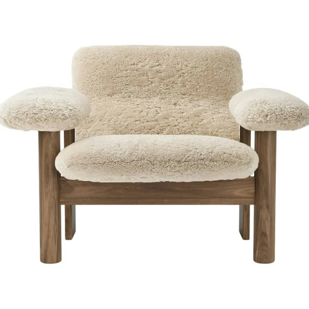 Brasilia Fåtölj Låg Rygg, Walnut / Sheepskin Nature