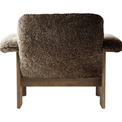 Brasilia Fåtölj Låg Rygg, Walnut / Sheepskin Sahara