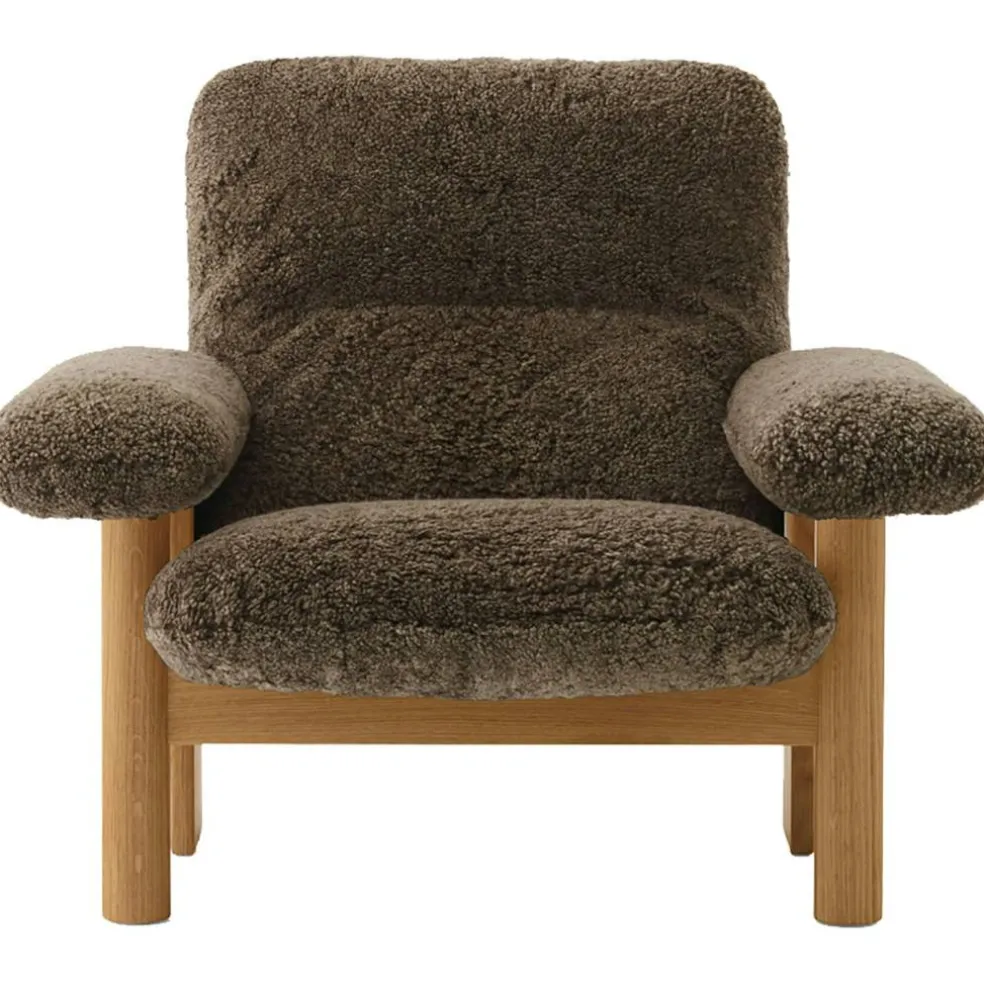 Brasilia Fåtölj Med Ottoman Naturlig Ek, Sheepskin Root