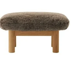 Brasilia Fåtölj Med Ottoman Naturlig Ek, Sheepskin Root