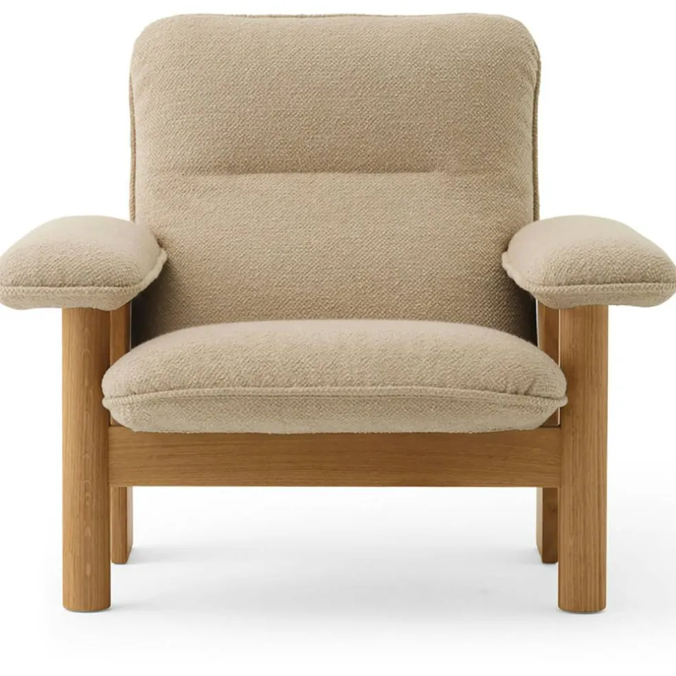 Brasilia Fåtölj Med Ottoman Naturlig Ek, Bouclé 02 Beige