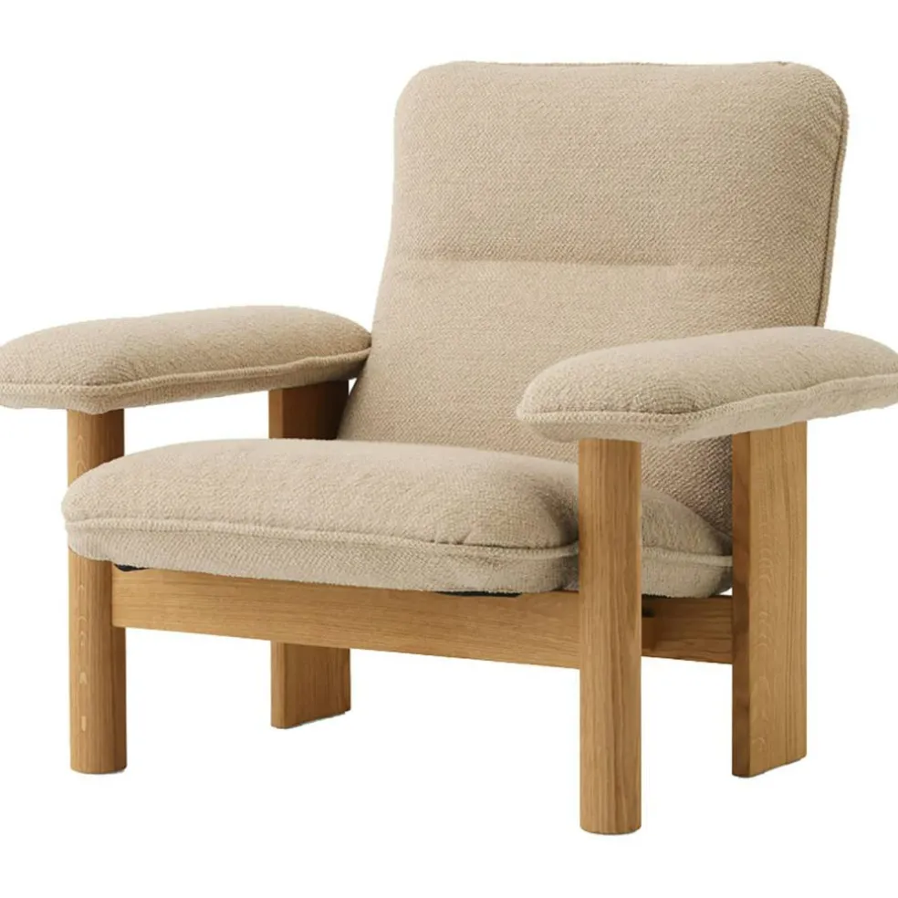 Brasilia Fåtölj Med Ottoman Naturlig Ek, Bouclé 02 Beige