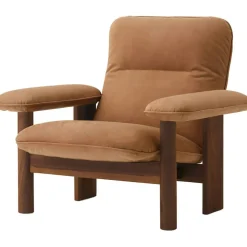 Brasilia Fåtölj Med Ottoman Walnut, Camel