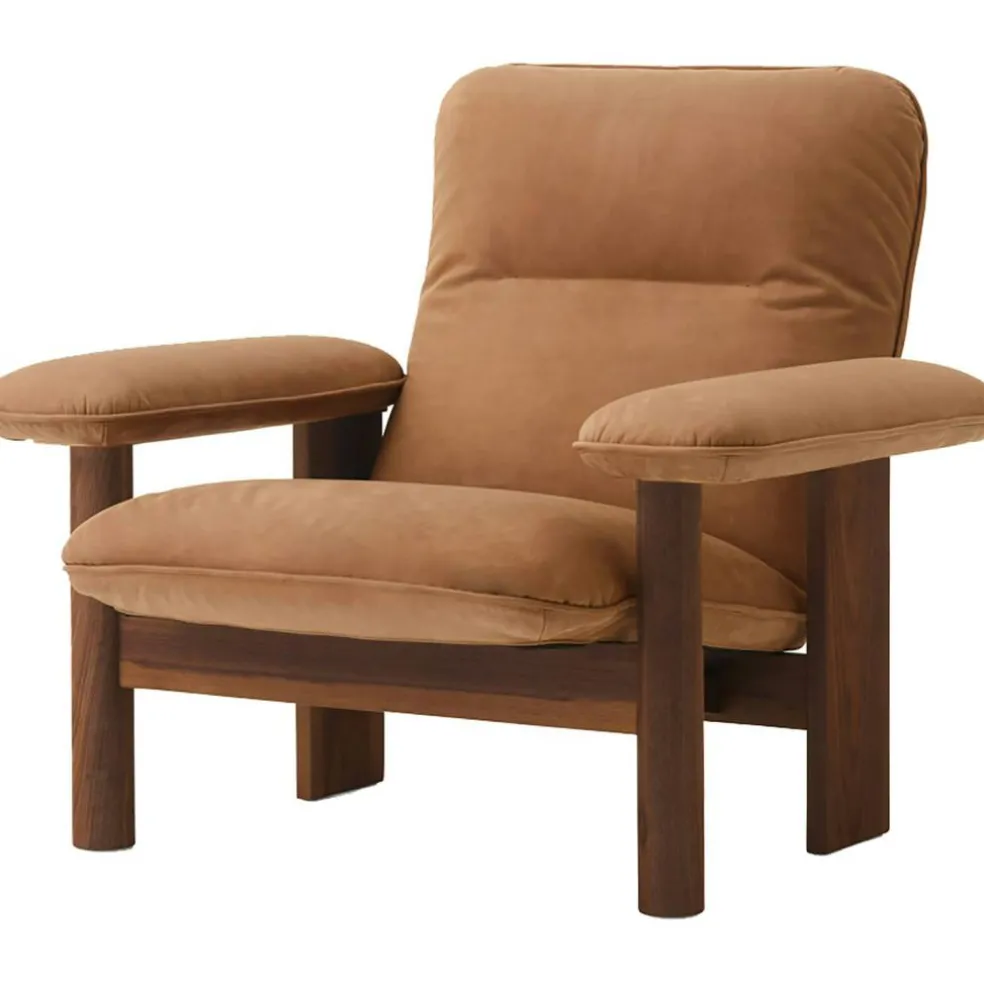 Brasilia Fåtölj Med Ottoman Walnut, Camel