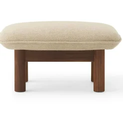 Brasilia Fåtölj Med Ottoman Walnut, Bouclé 02 Beige