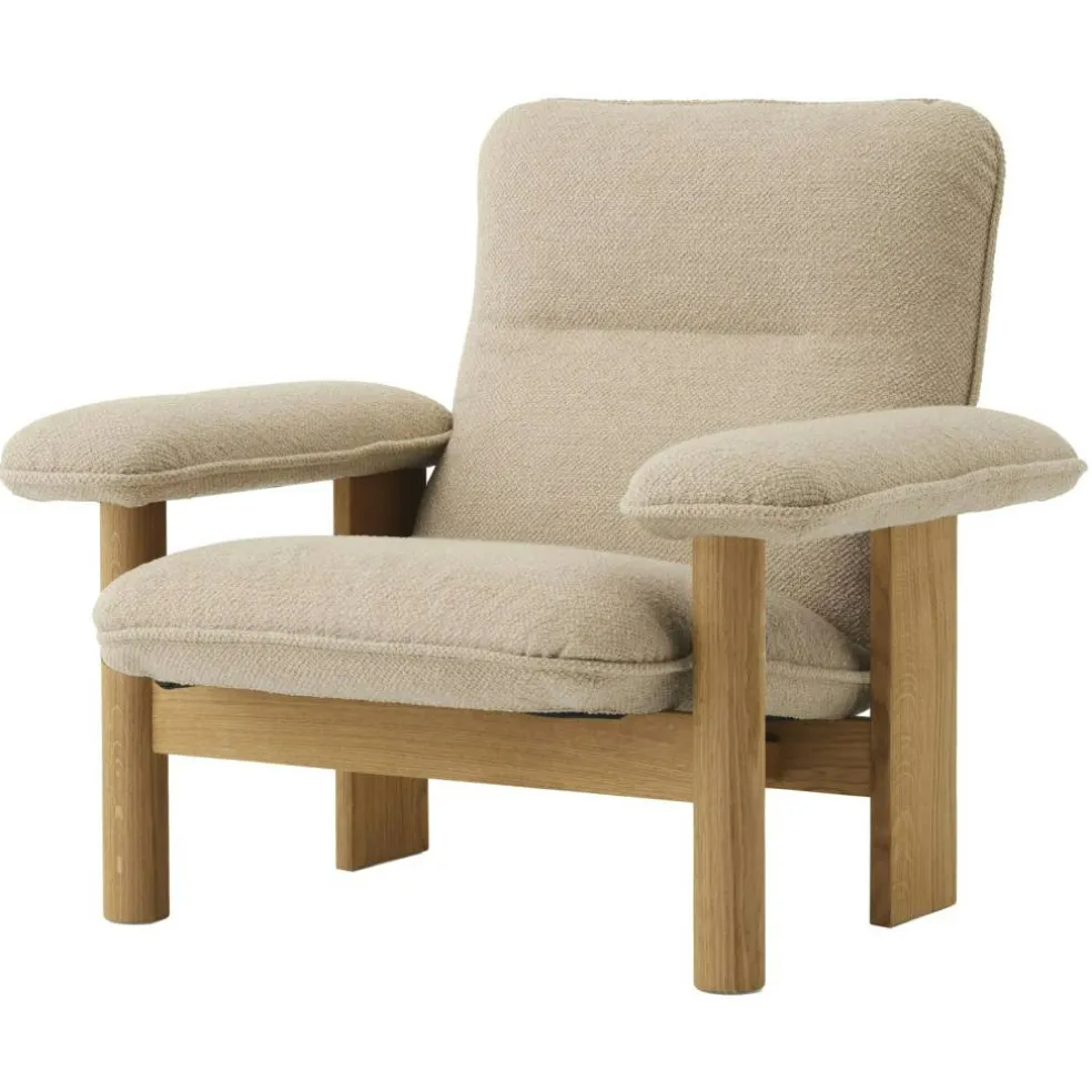 Brasilia Fåtölj Naturlig Ek, Bouclé 02 Beige