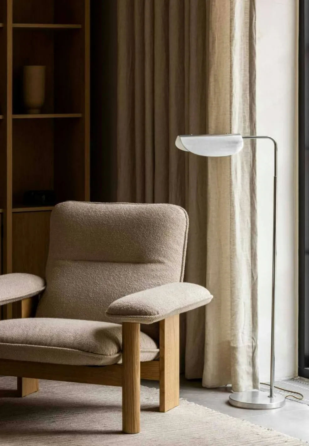 Brasilia Fåtölj Naturlig Ek, Bouclé 02 Beige