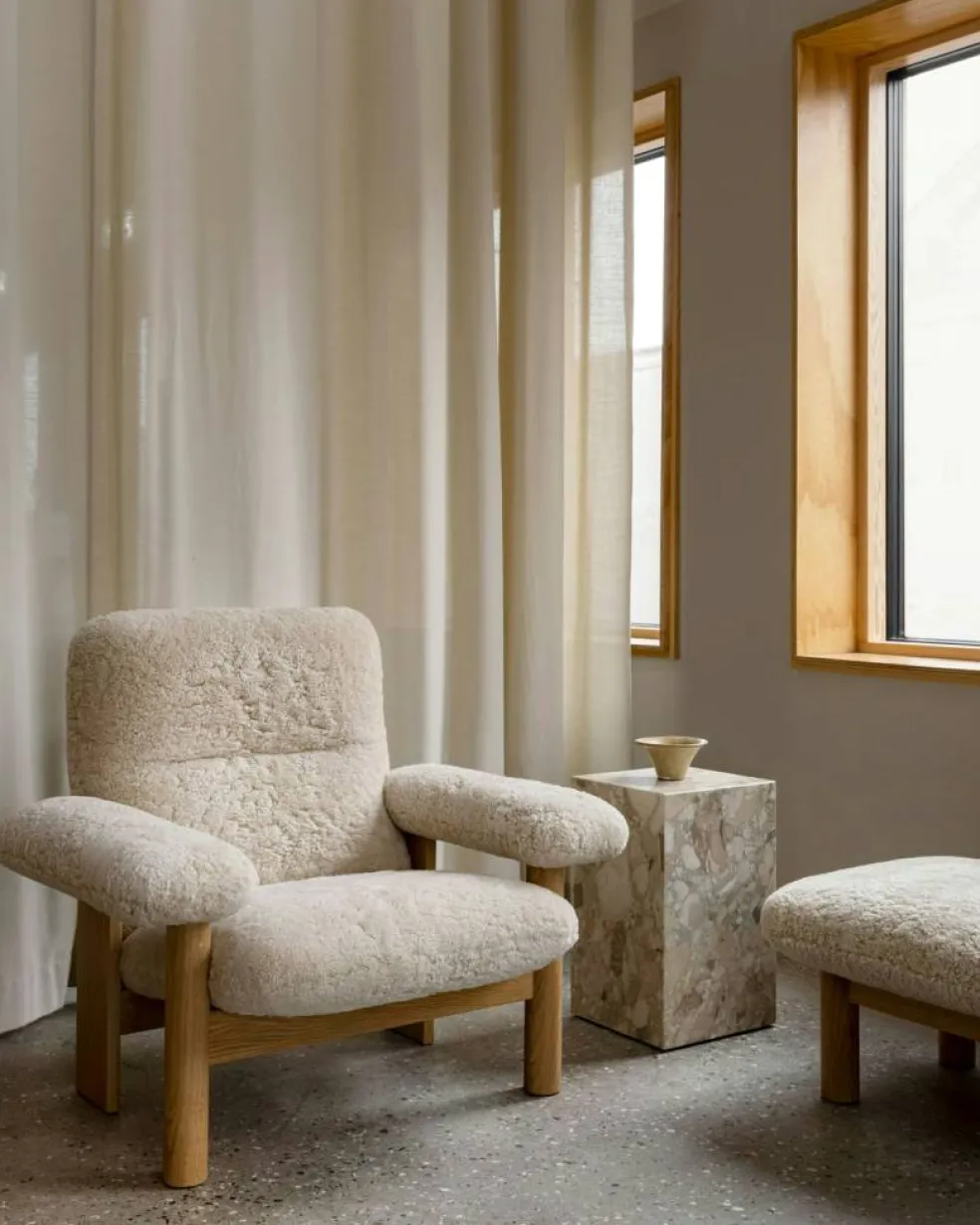 Brasilia Ottoman Naturlig Ek, Sheepskin Nature