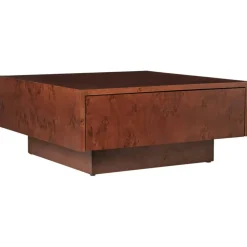 Burl Soffbord Med Förvaring 70x70 cm, Mörkbetsad Vrilträ