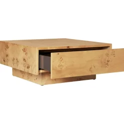Burl Soffbord Med Förvaring 70x70 cm, Naturligt Vrilträ