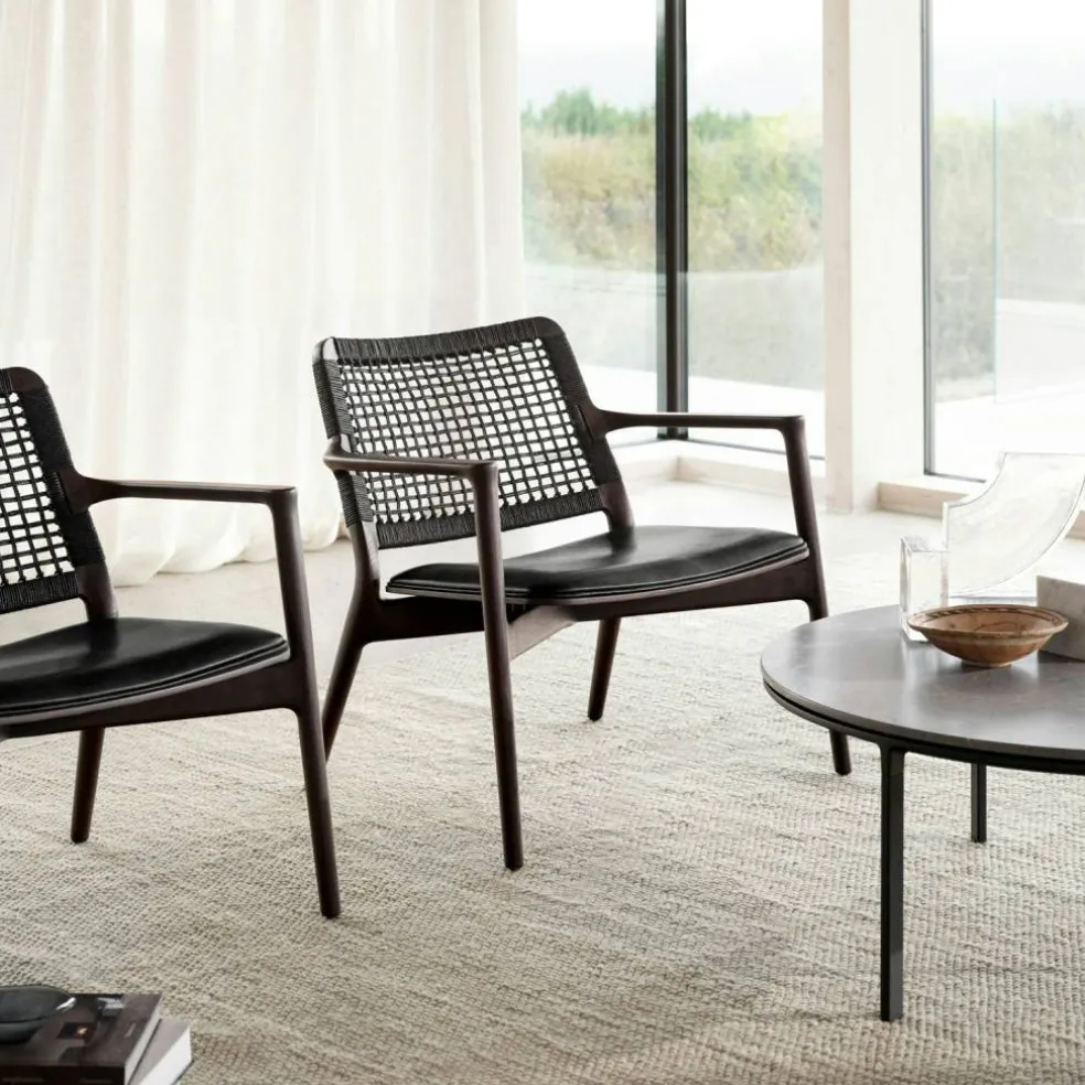 Cabin Loungefåtölj, Mörk Ek / Svart Läder